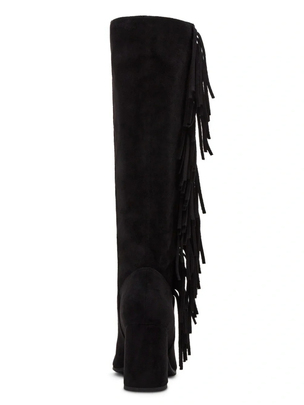 Madden Girl Shakke Women Black Fabric Fringe Knee High Pointed Toe Boots 6